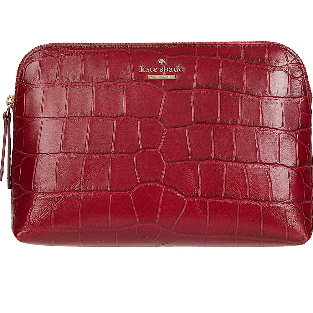 Kate Spade Murray Street Luxe Briley Pouch Red (faux croc) cosmetic bag NWT